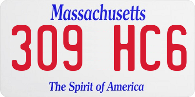 MA license plate 309HC6