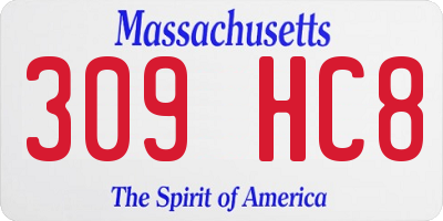 MA license plate 309HC8