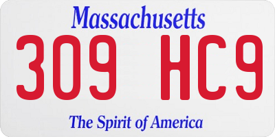 MA license plate 309HC9