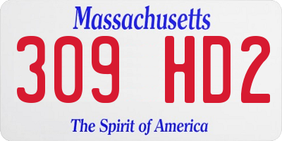 MA license plate 309HD2
