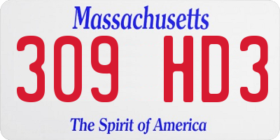 MA license plate 309HD3