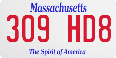 MA license plate 309HD8