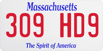 MA license plate 309HD9
