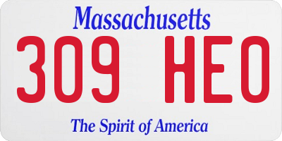 MA license plate 309HE0