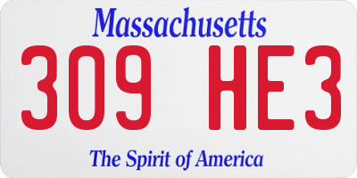 MA license plate 309HE3