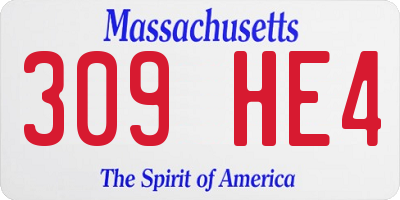 MA license plate 309HE4