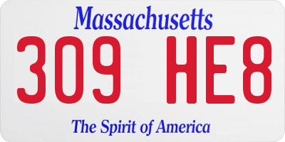 MA license plate 309HE8