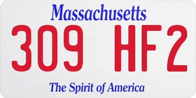 MA license plate 309HF2