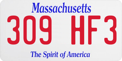 MA license plate 309HF3
