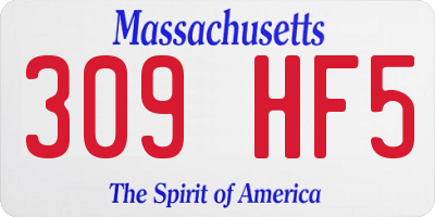MA license plate 309HF5