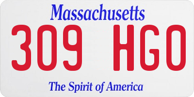 MA license plate 309HG0