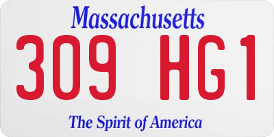 MA license plate 309HG1
