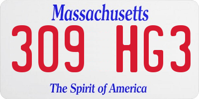 MA license plate 309HG3