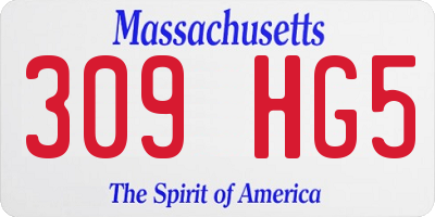 MA license plate 309HG5