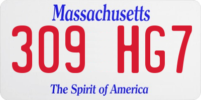 MA license plate 309HG7