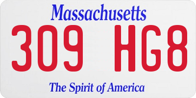 MA license plate 309HG8