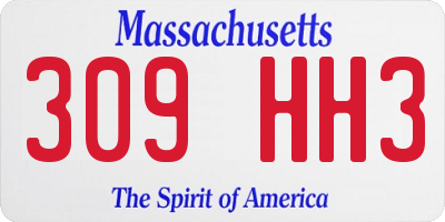 MA license plate 309HH3