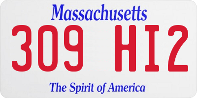 MA license plate 309HI2