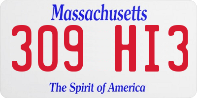 MA license plate 309HI3