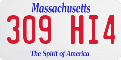 MA license plate 309HI4