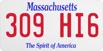 MA license plate 309HI6