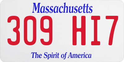 MA license plate 309HI7