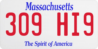MA license plate 309HI9