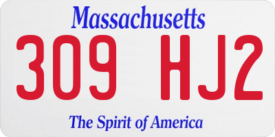 MA license plate 309HJ2