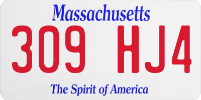 MA license plate 309HJ4