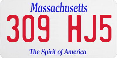 MA license plate 309HJ5