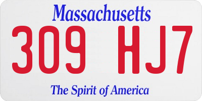 MA license plate 309HJ7