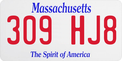 MA license plate 309HJ8