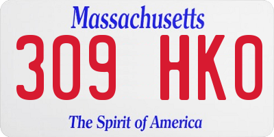 MA license plate 309HK0