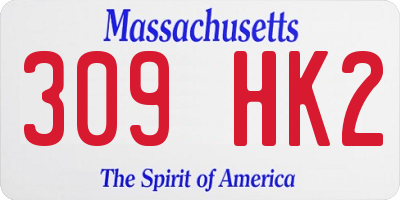 MA license plate 309HK2