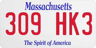 MA license plate 309HK3