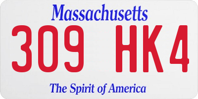 MA license plate 309HK4
