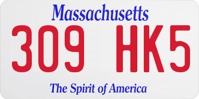 MA license plate 309HK5