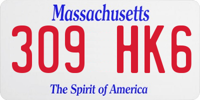 MA license plate 309HK6