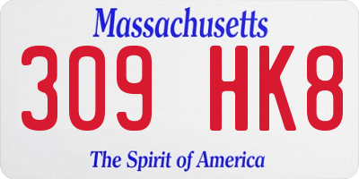 MA license plate 309HK8