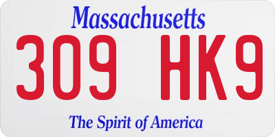 MA license plate 309HK9