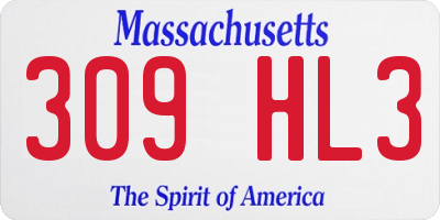 MA license plate 309HL3