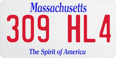MA license plate 309HL4