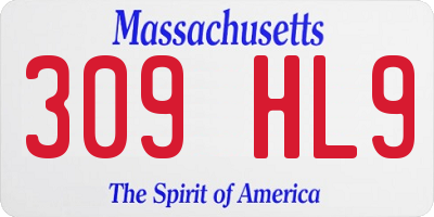 MA license plate 309HL9