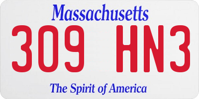 MA license plate 309HN3