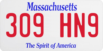 MA license plate 309HN9