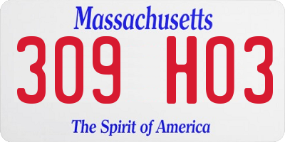 MA license plate 309HO3