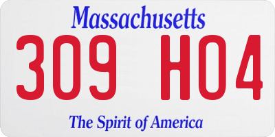 MA license plate 309HO4