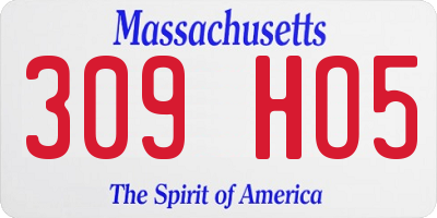 MA license plate 309HO5