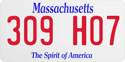 MA license plate 309HO7