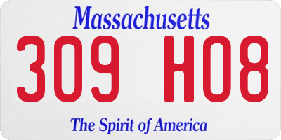MA license plate 309HO8